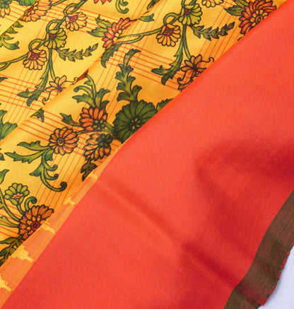 Soft Silk Floral Printed Yellow Saree