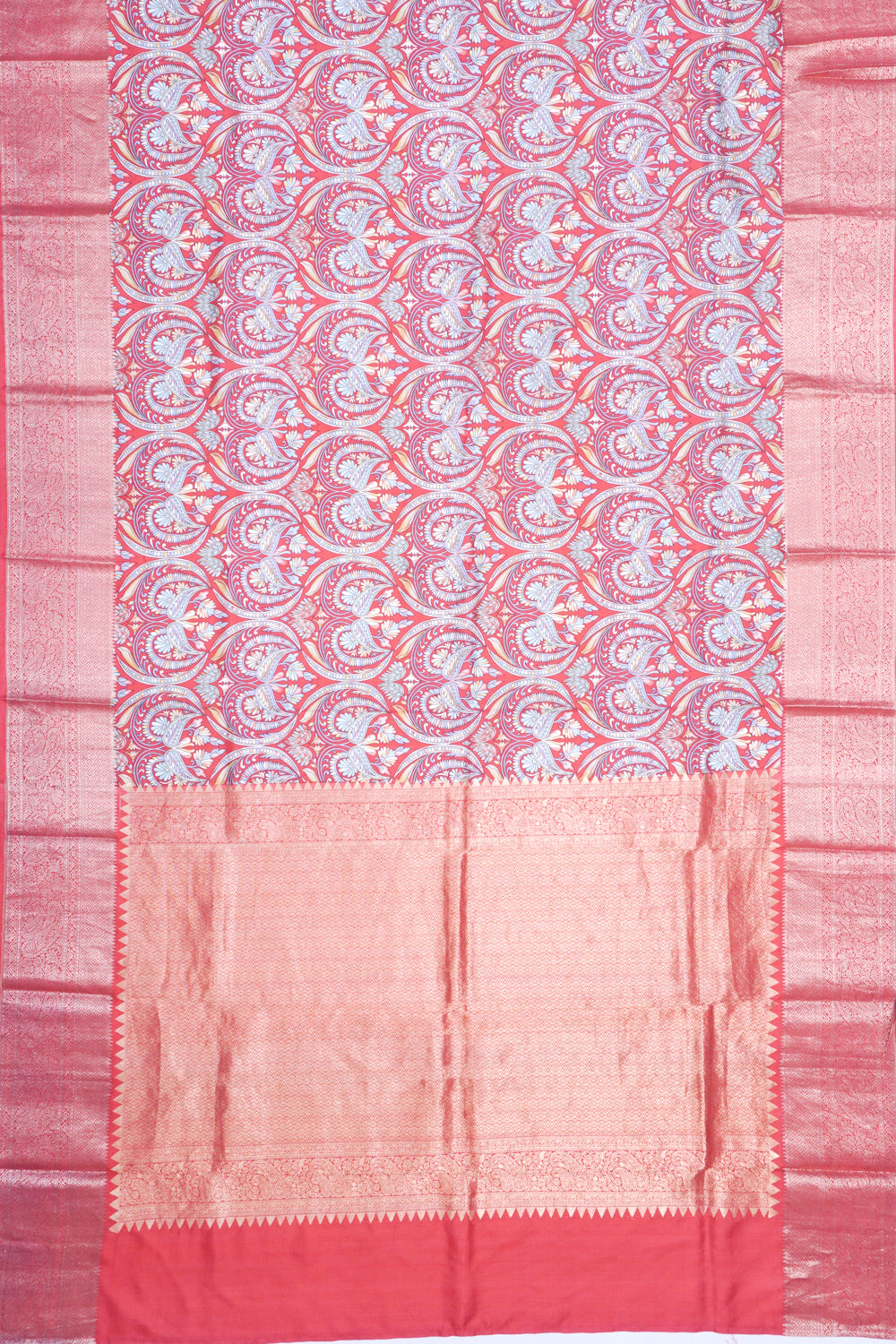 Soft Silk Floral Printed Red Saree