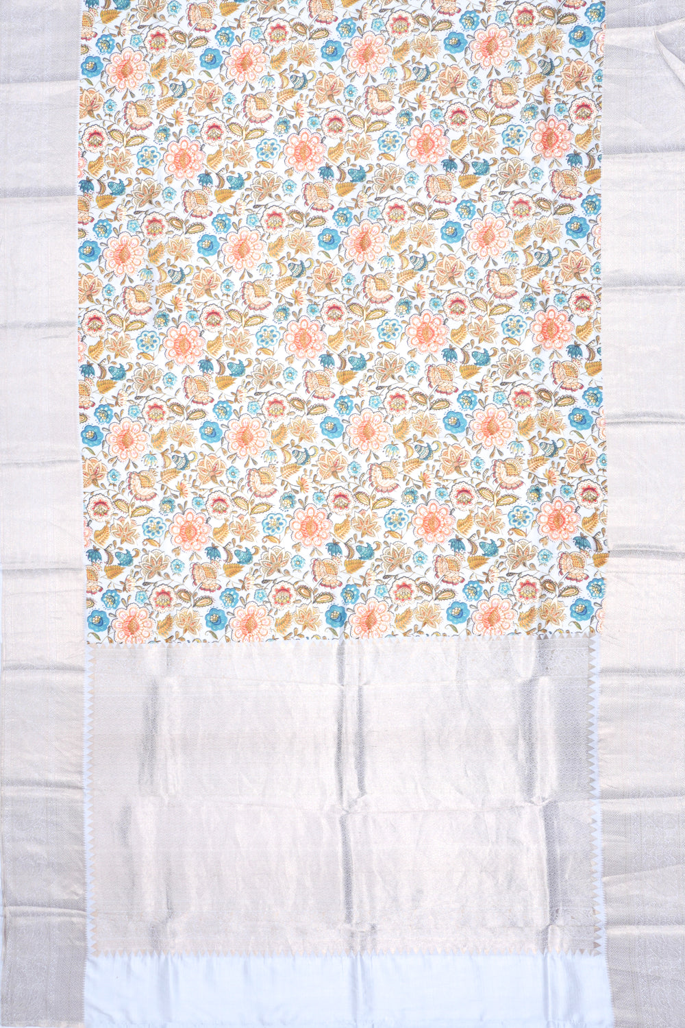 Soft Silk Floral Printed Grey Saree