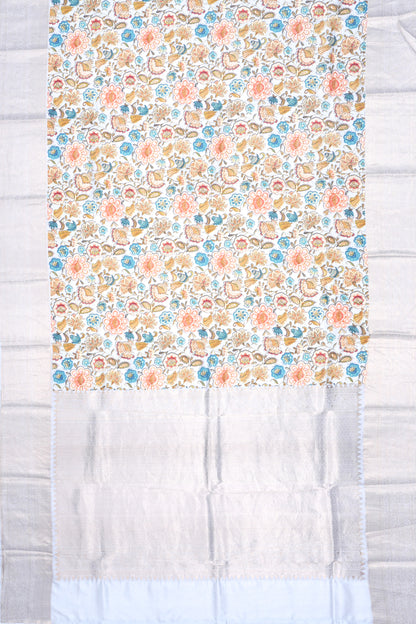 Soft Silk Floral Printed Grey Saree