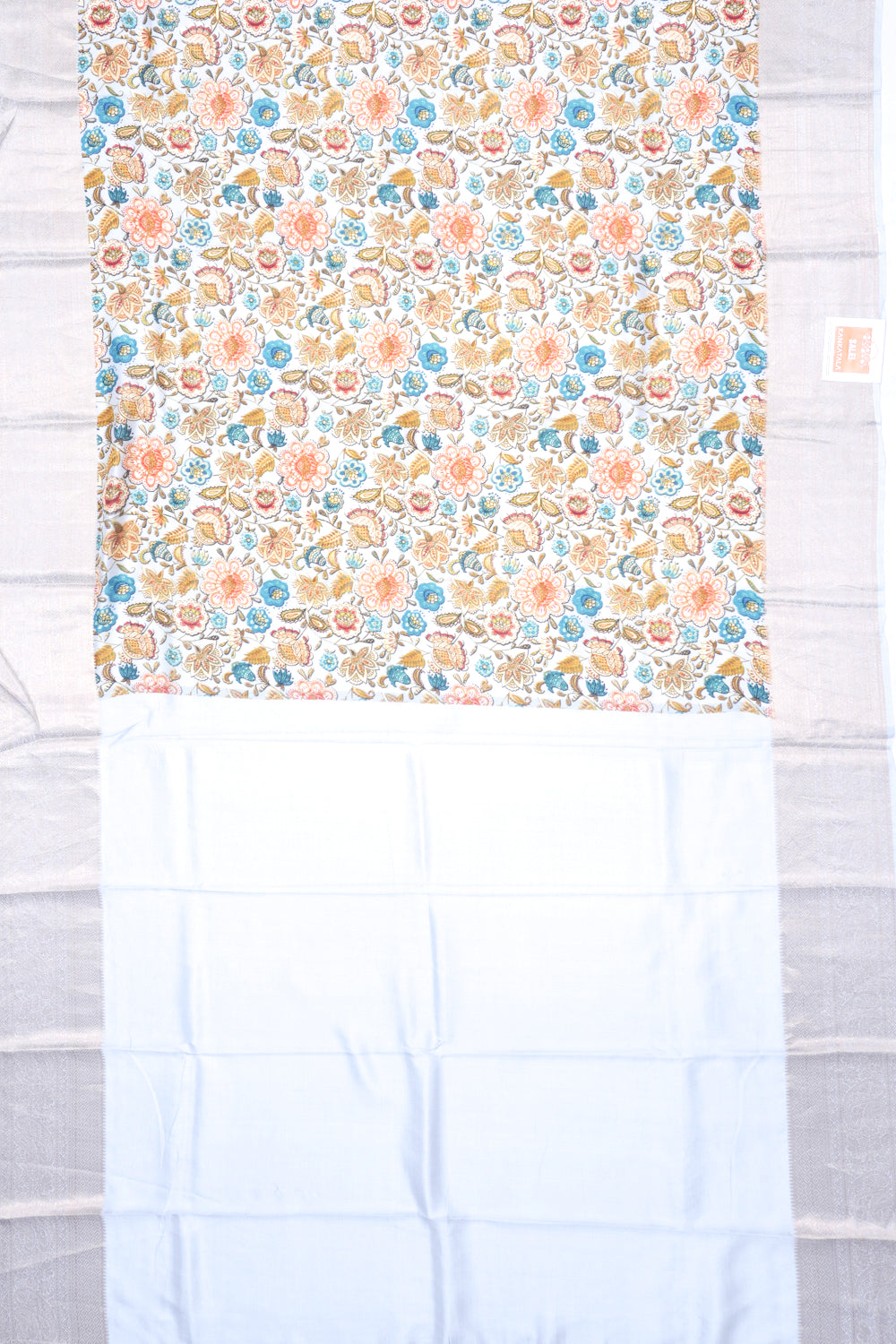 Soft Silk Floral Printed Grey Saree