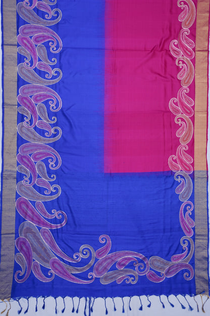 Banarasi Poona Silk Half-n-Half Blue Saree