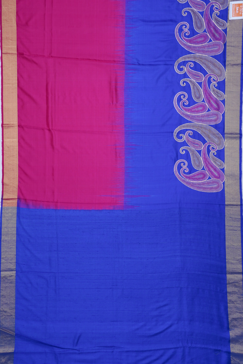 Banarasi Poona Silk Half-n-Half Blue Saree