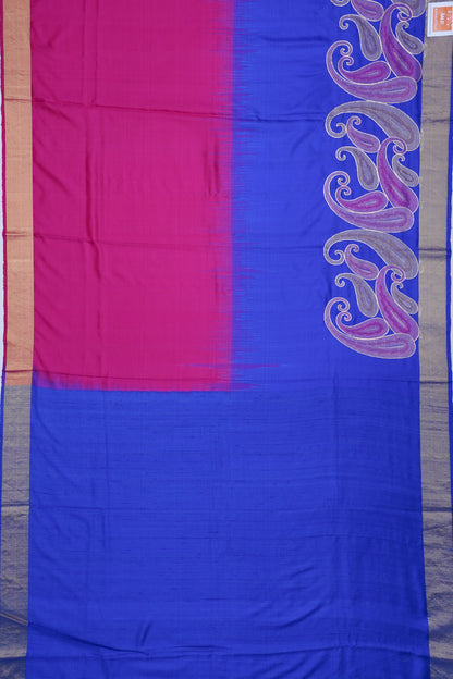Banarasi Poona Silk Half-n-Half Blue Saree