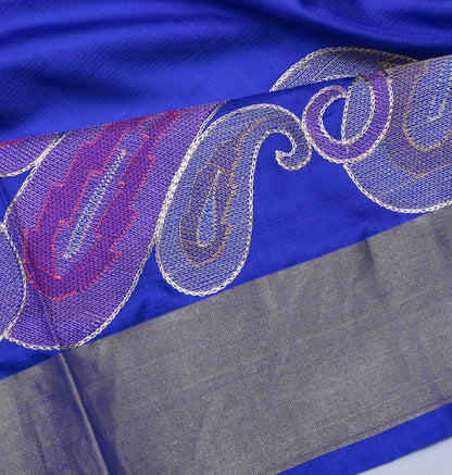 Banarasi Poona Silk Half-n-Half Blue Saree