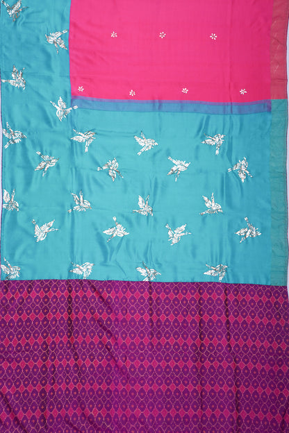Soft Silk Butta Sea Pink Saree With Mukesh Work