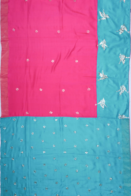 Soft Silk Butta Sea Pink Saree With Mukesh Work