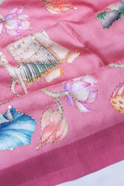 Soft SIlk Pichwai Printed Pink Saree