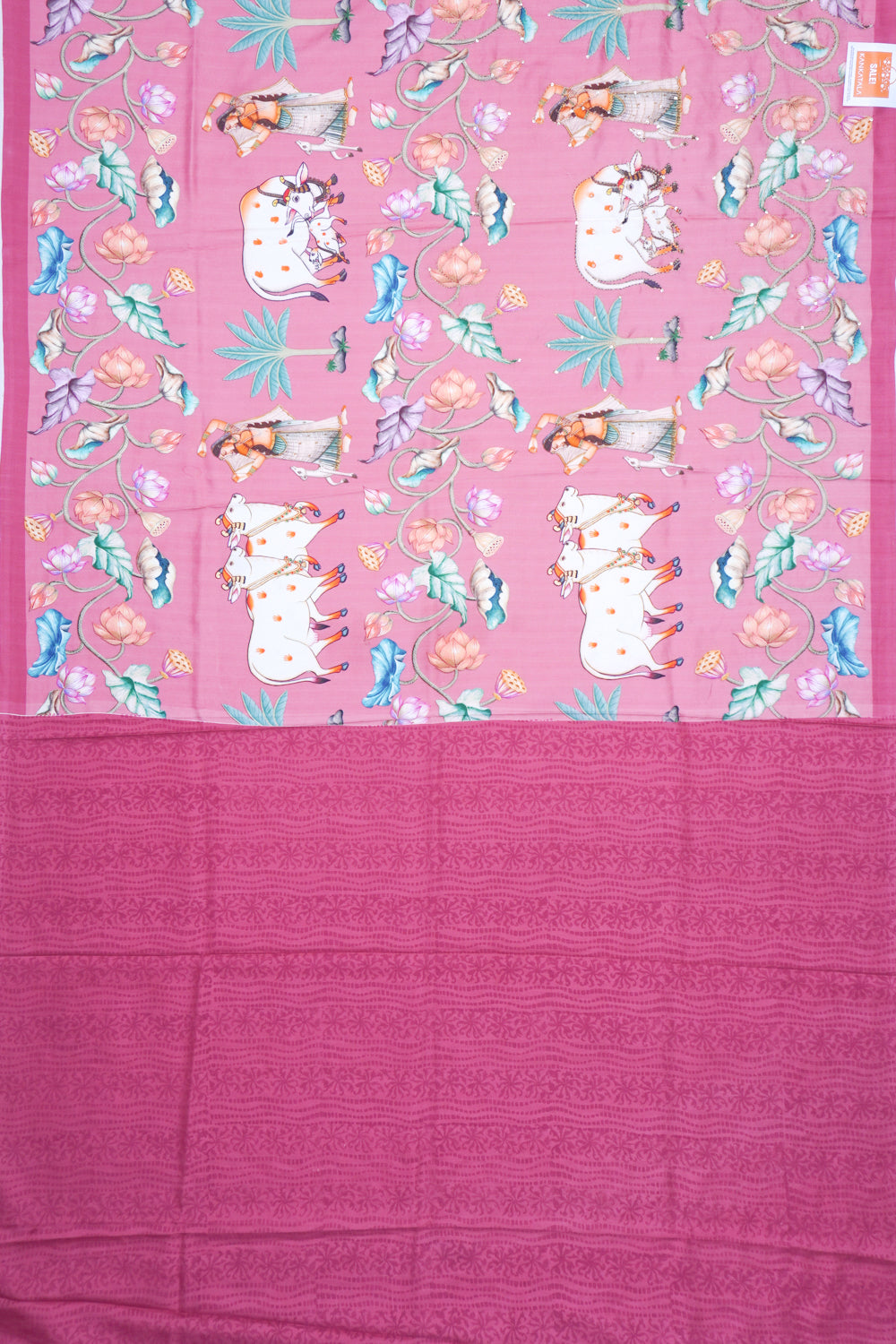 Soft SIlk Pichwai Printed Pink Saree