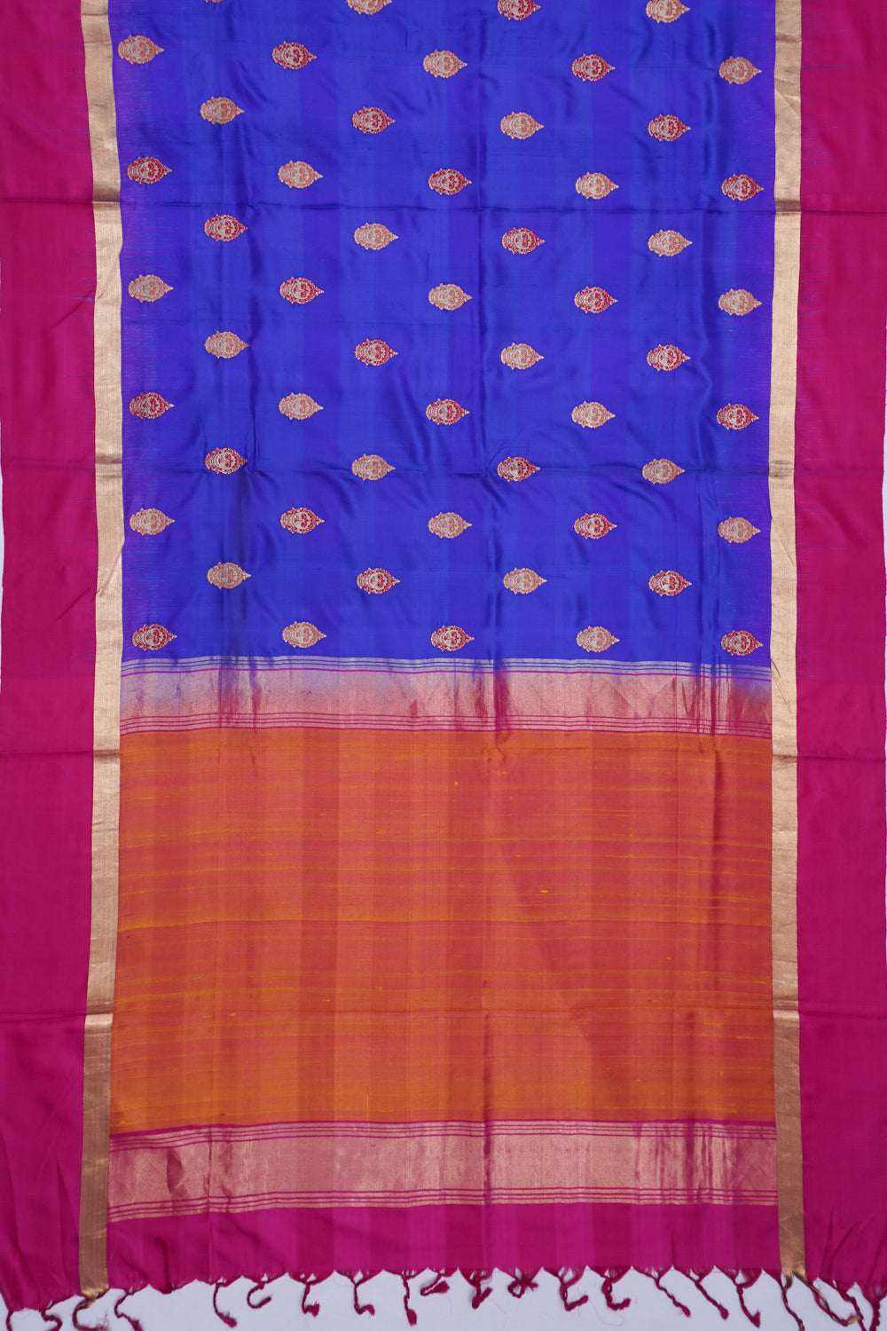 Banarasi Poona Silk Embroidery Butta Blue Saree