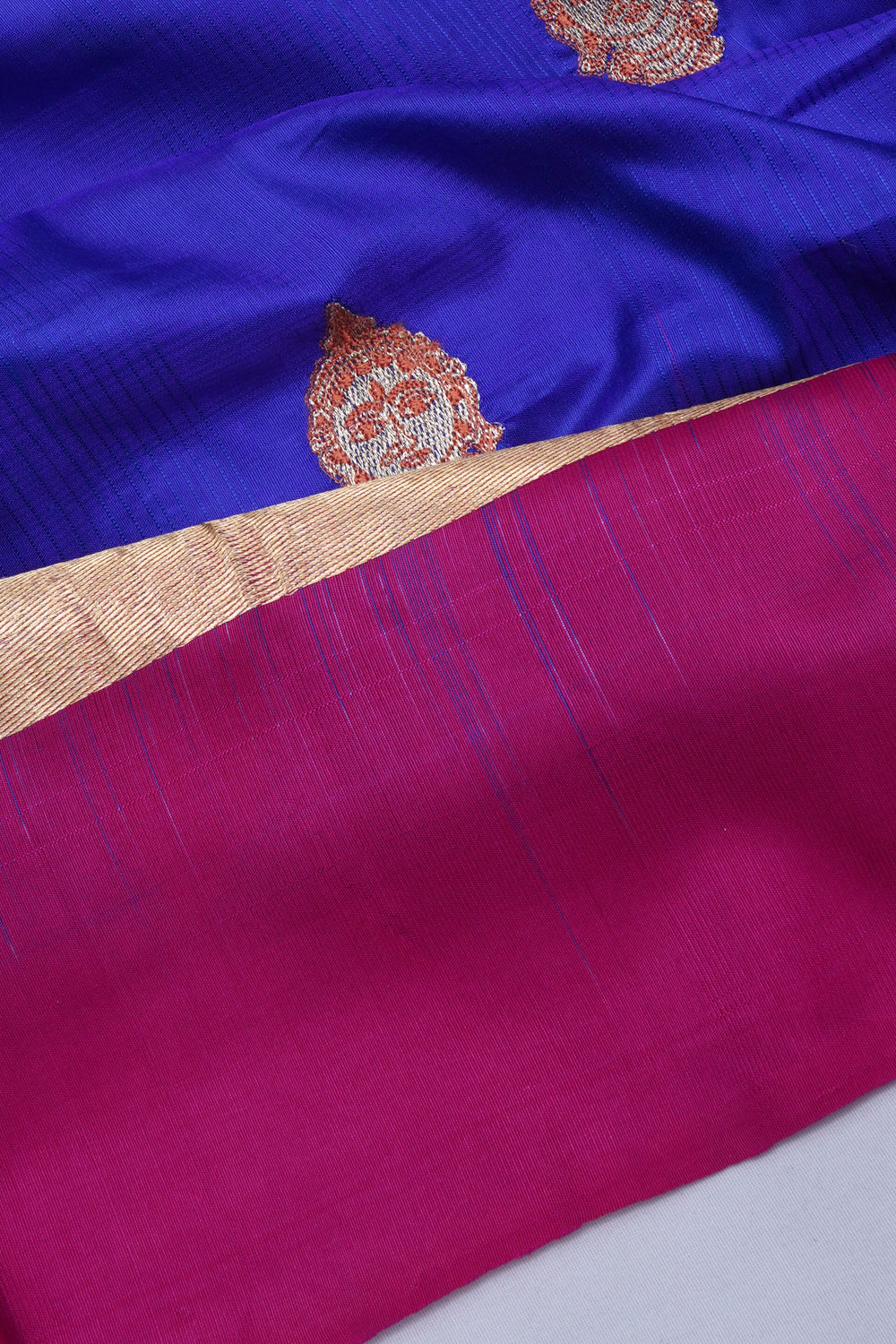 Banarasi Poona Silk Embroidery Butta Blue Saree
