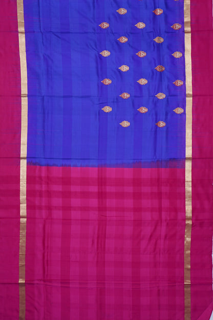 Banarasi Poona Silk Embroidery Butta Blue Saree
