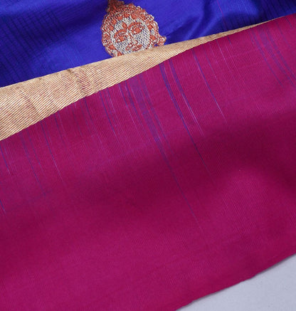 Banarasi Poona Silk Embroidery Butta Blue Saree
