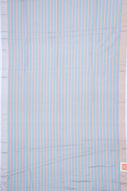 Chanderi Cotton Lines And Patch Work Blue Saree