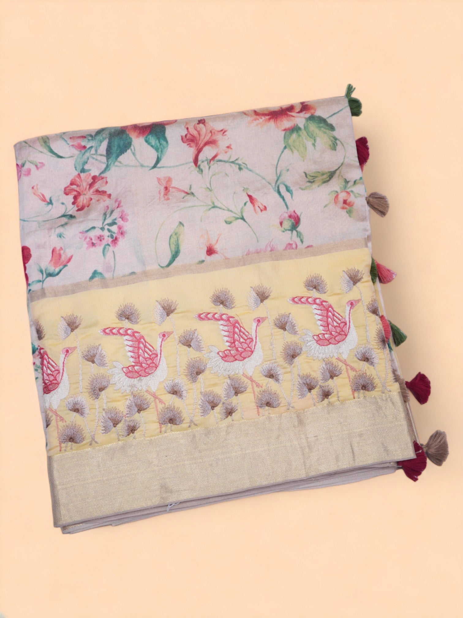 Soft Silk Floral Printed Pink Saree