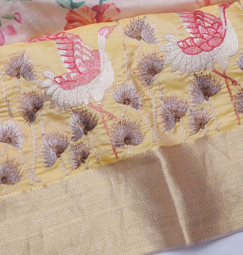 Soft Silk Floral Printed Pink Saree