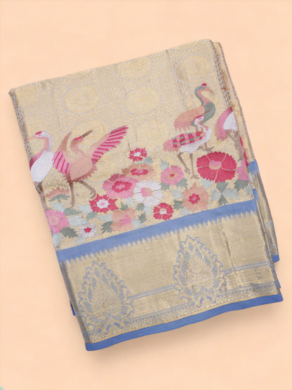 Soft Silk Brocade Cream Saree