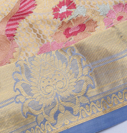 Soft Silk Brocade Cream Saree