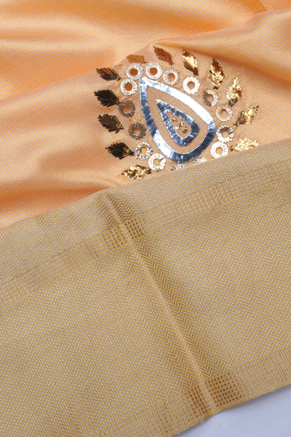 Soft Silk Butta Cream Saree With Mukesh Work