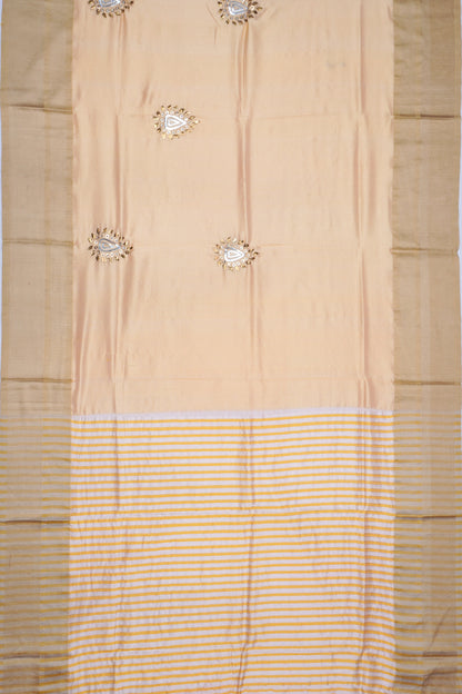 Soft Silk Butta Cream Saree With Mukesh Work