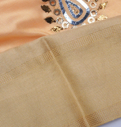 Soft Silk Butta Cream Saree With Mukesh Work