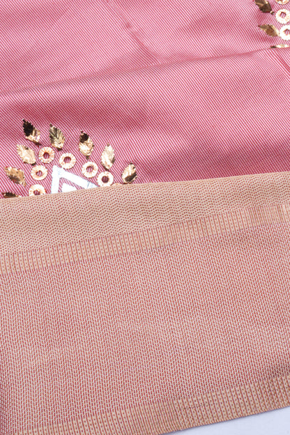 Soft Silk Butta Peach Saree With Mukesh Work