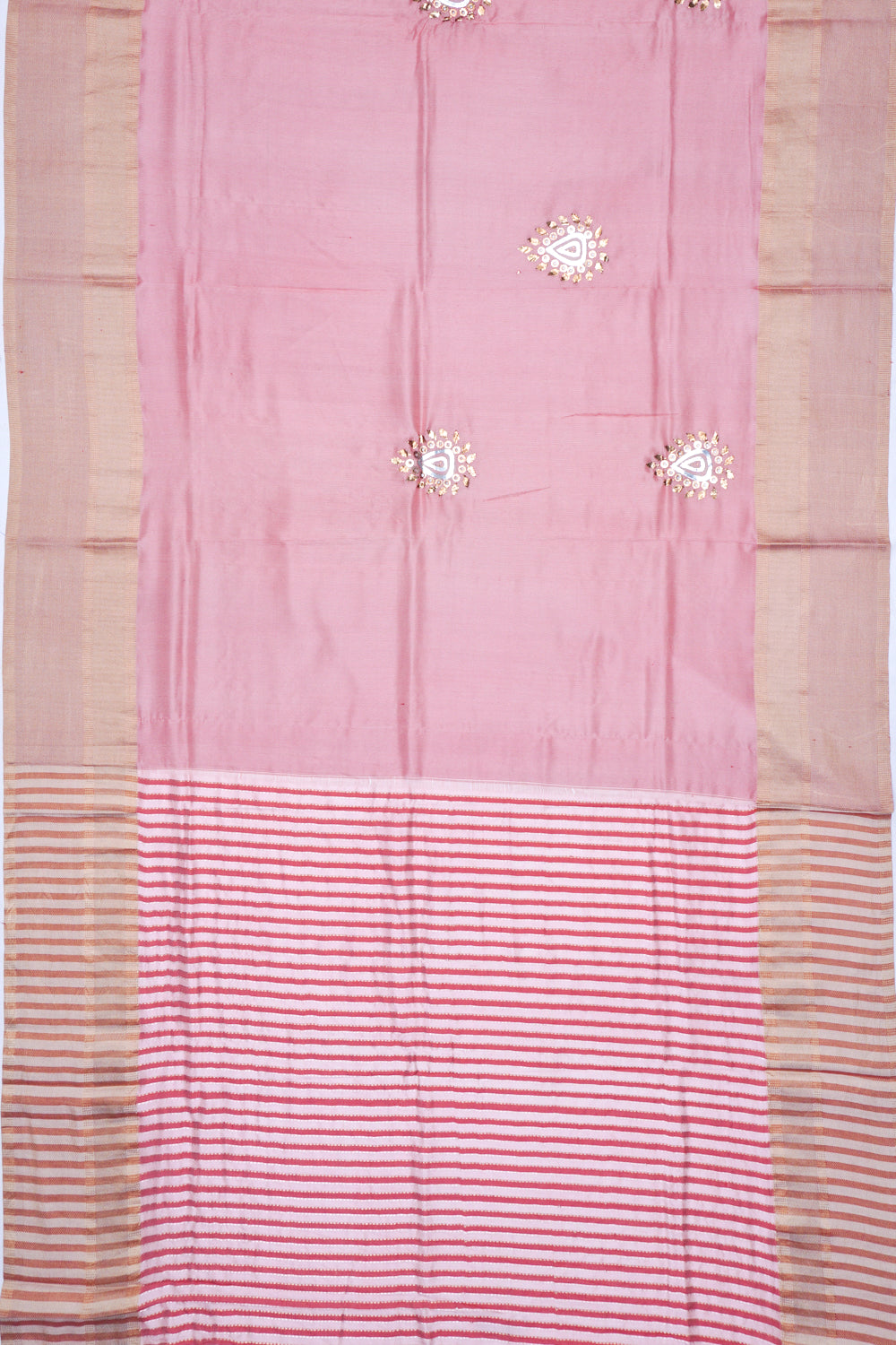 Soft Silk Butta Peach Saree With Mukesh Work