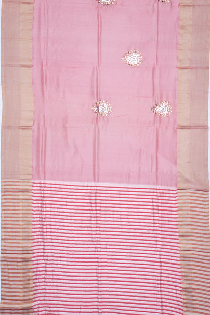 Soft Silk Butta Peach Saree With Mukesh Work