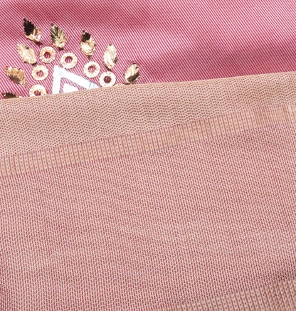 Soft Silk Butta Peach Saree With Mukesh Work