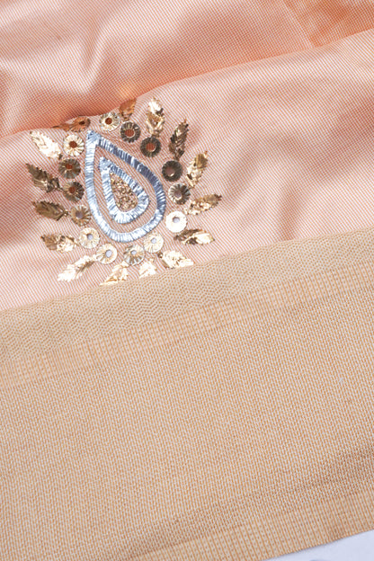 Soft Silk Butta Cream Saree With Mukesh Work