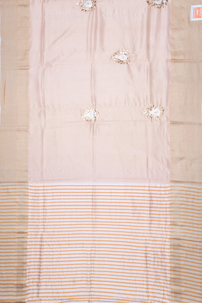 Soft Silk Butta Cream Saree With Mukesh Work