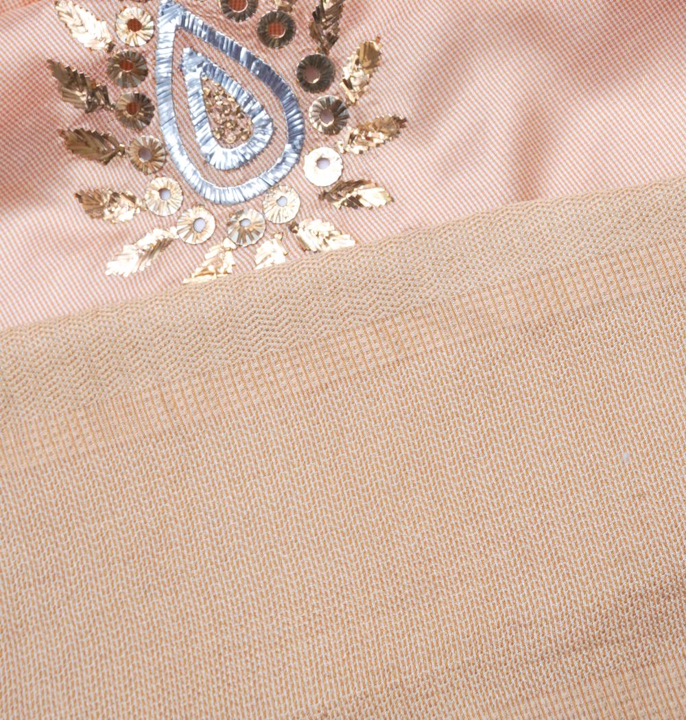 Soft Silk Butta Cream Saree With Mukesh Work