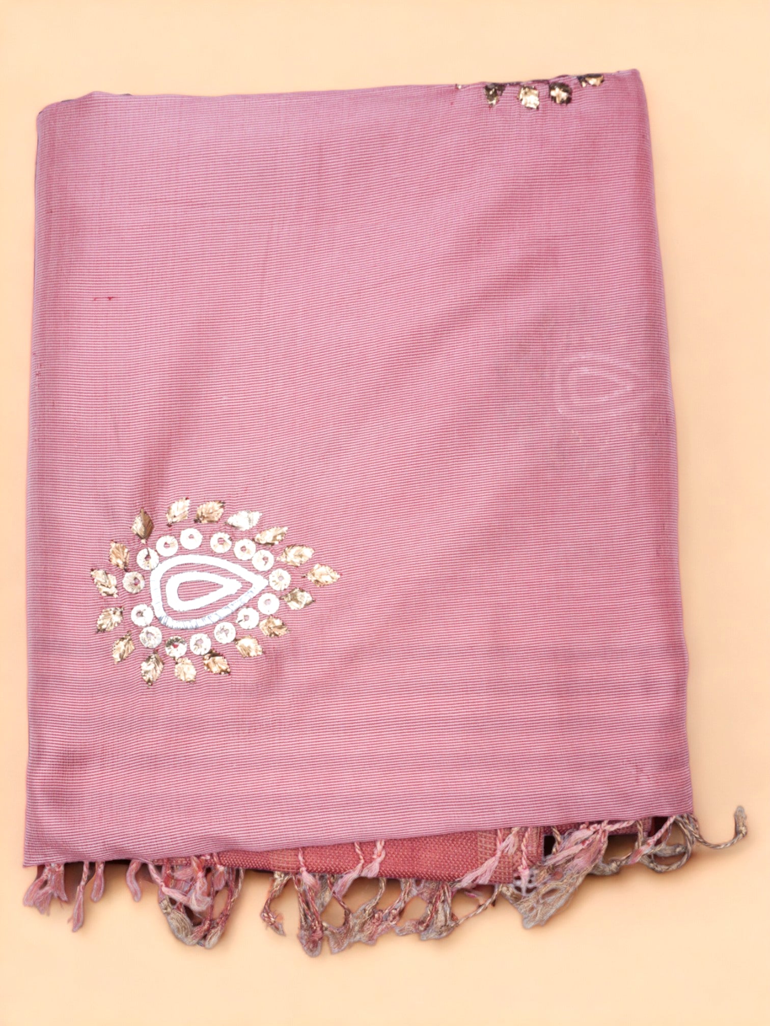 Banarasi Poona Silk Brocade And Sequin Work Baby Pink Saree