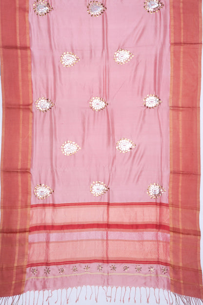 Banarasi Poona Silk Brocade And Sequin Work Baby Pink Saree