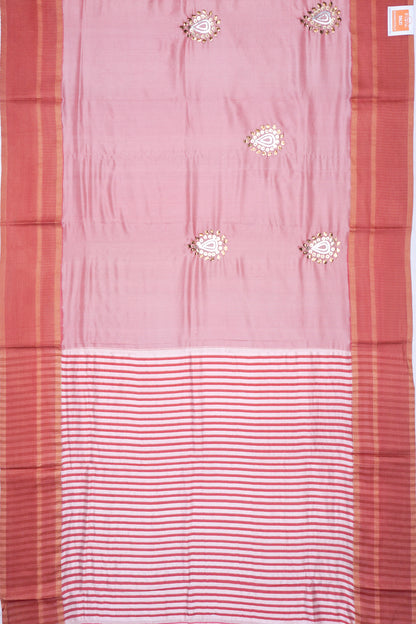 Banarasi Poona Silk Brocade And Sequin Work Baby Pink Saree