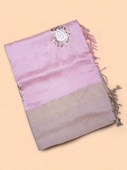 Soft Silk Butta Baby Pink Saree With Mukesh Work