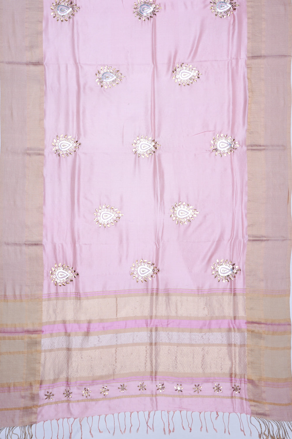 Soft Silk Butta Baby Pink Saree With Mukesh Work