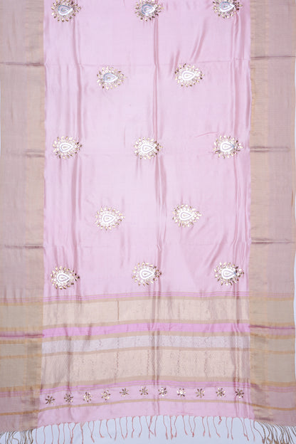 Soft Silk Butta Baby Pink Saree With Mukesh Work