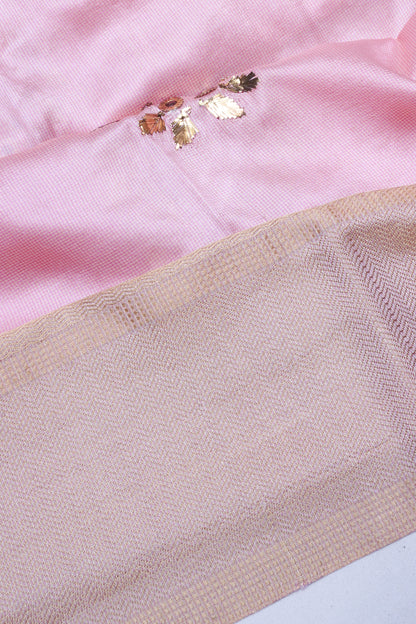 Soft Silk Butta Baby Pink Saree With Mukesh Work