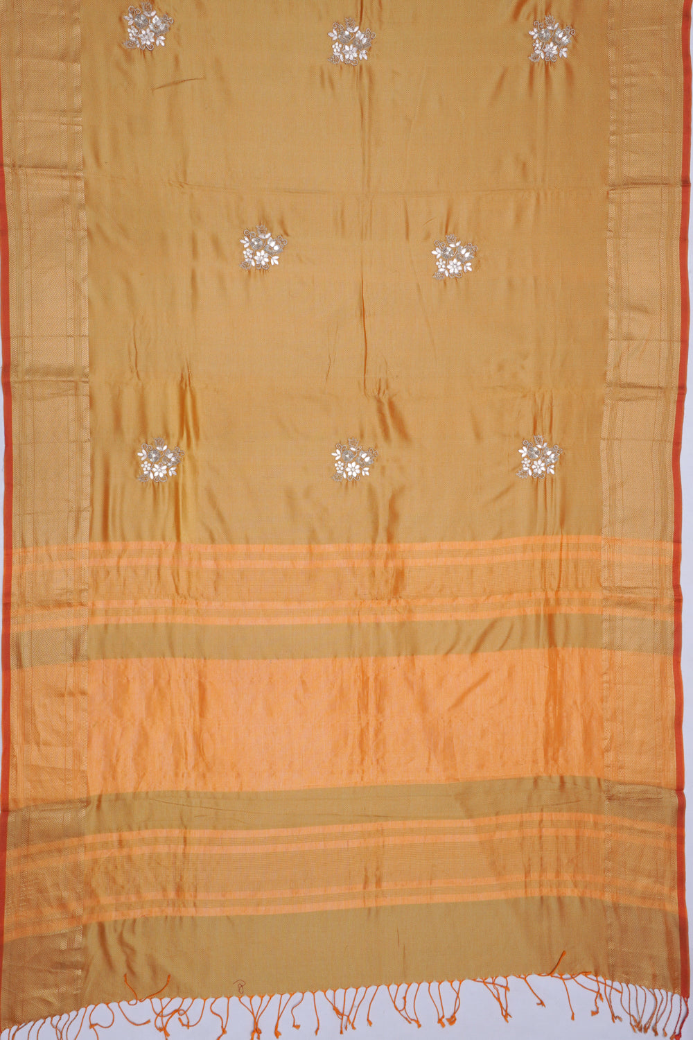 Banarasi Poona Silk Brocade And Sequien Work Yellow Saree