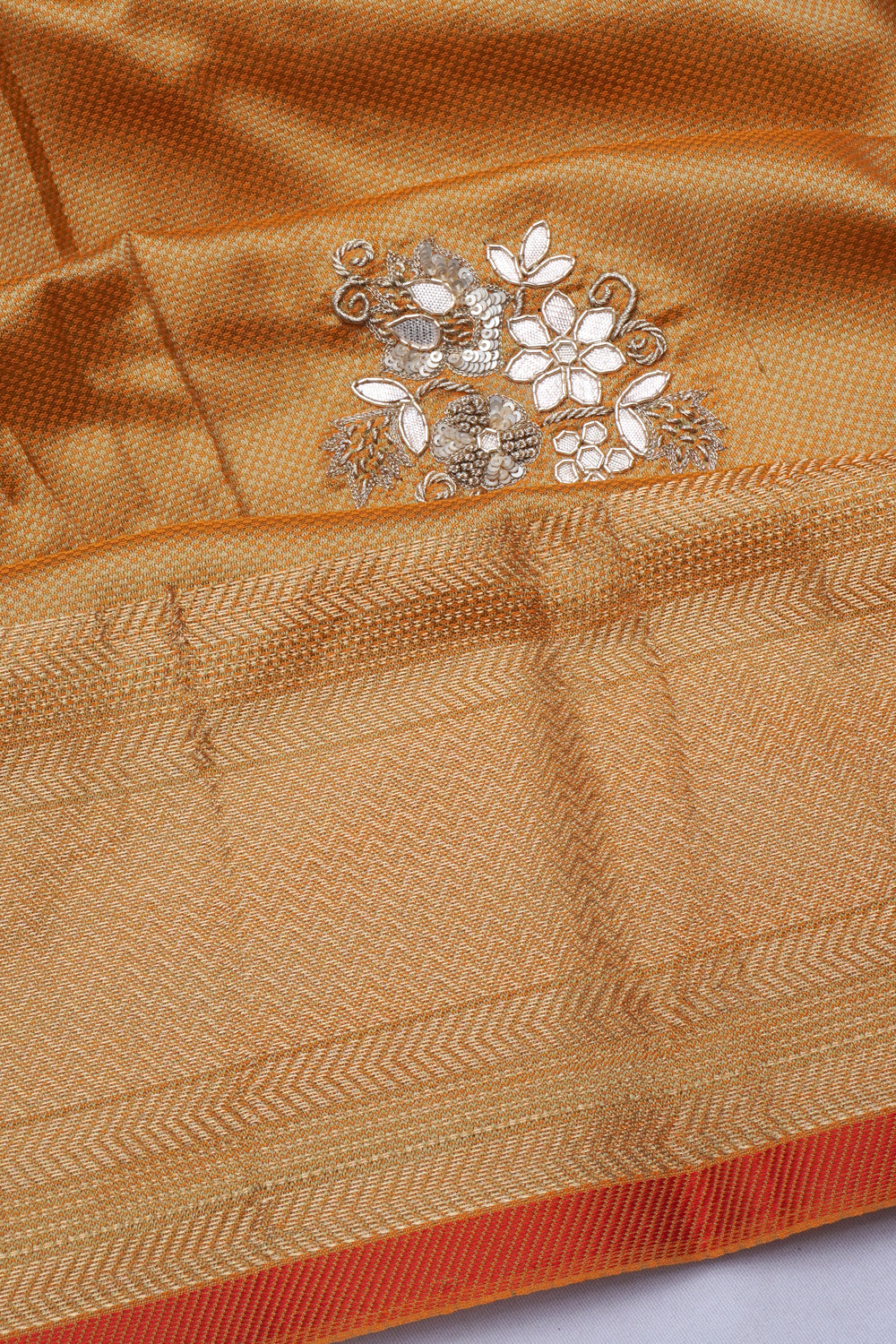 Banarasi Poona Silk Brocade And Sequien Work Yellow Saree