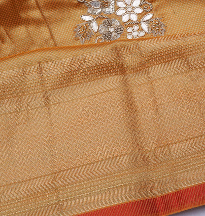 Banarasi Poona Silk Brocade And Sequien Work Yellow Saree