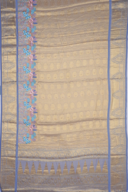 Soft Silk Brocade And Embroidery Grey Saree