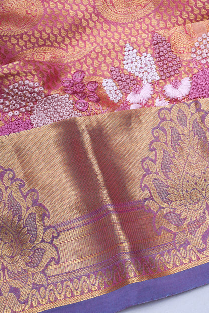 Soft Silk Brocade Pink Saree
