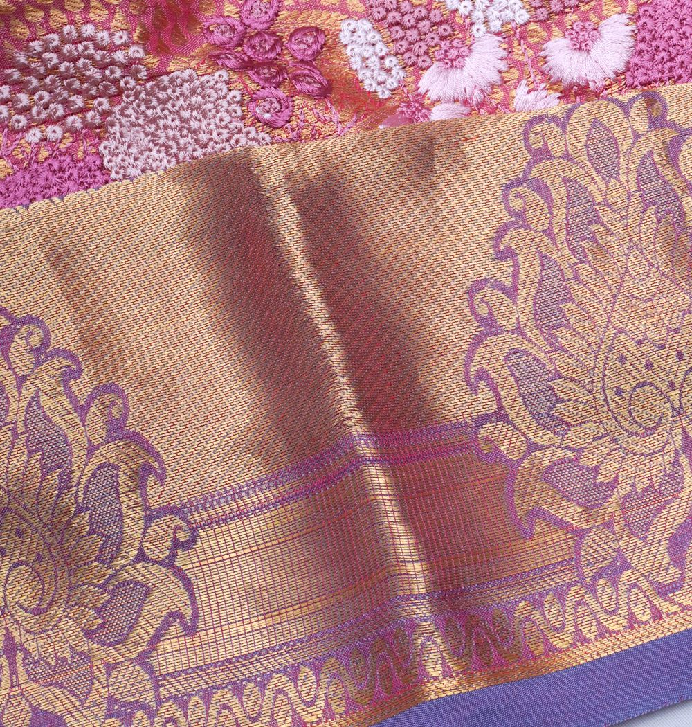 Soft Silk Brocade Pink Saree