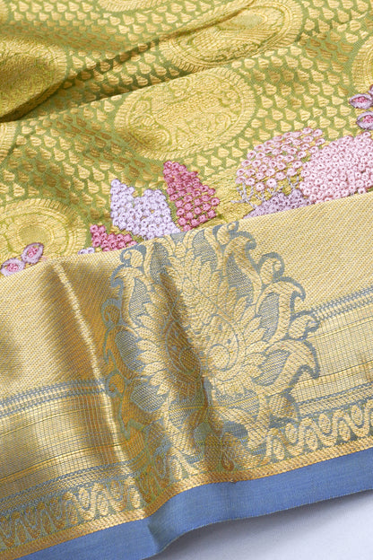 Soft Silk Brocade Green Saree