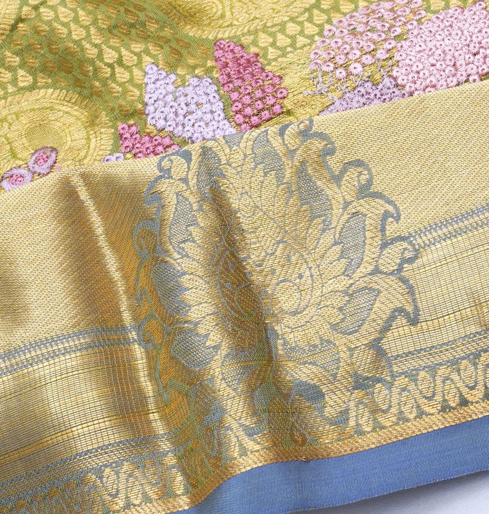 Soft Silk Brocade Green Saree
