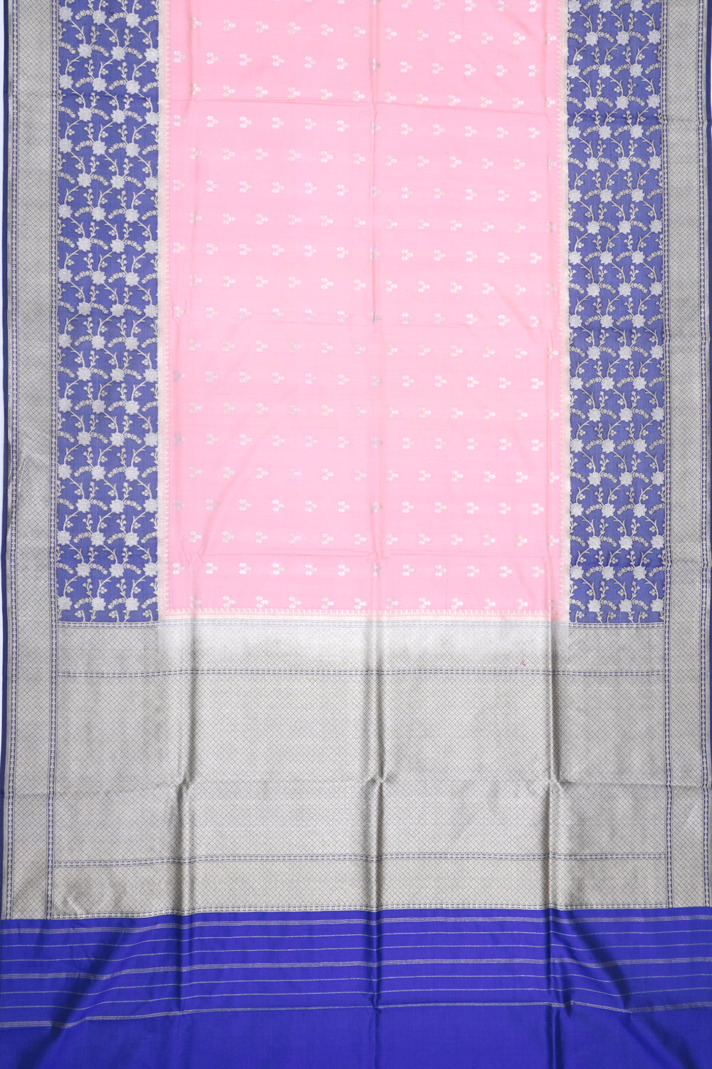 Banarasi Silk Butta Peach Saree With Organza Border