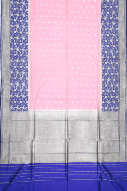 Banarasi Silk Butta Peach Saree With Organza Border