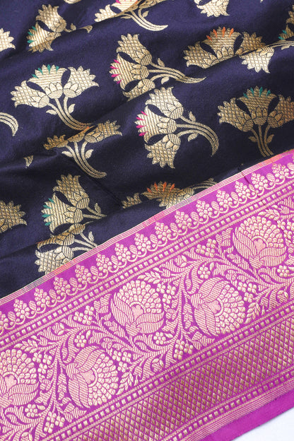 Banarasi Silk Butta Blue Saree